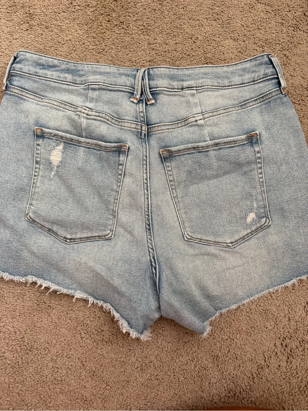 Good American Light Blue Distressed High-Rise Jean Shorts - Picture 3 of 3